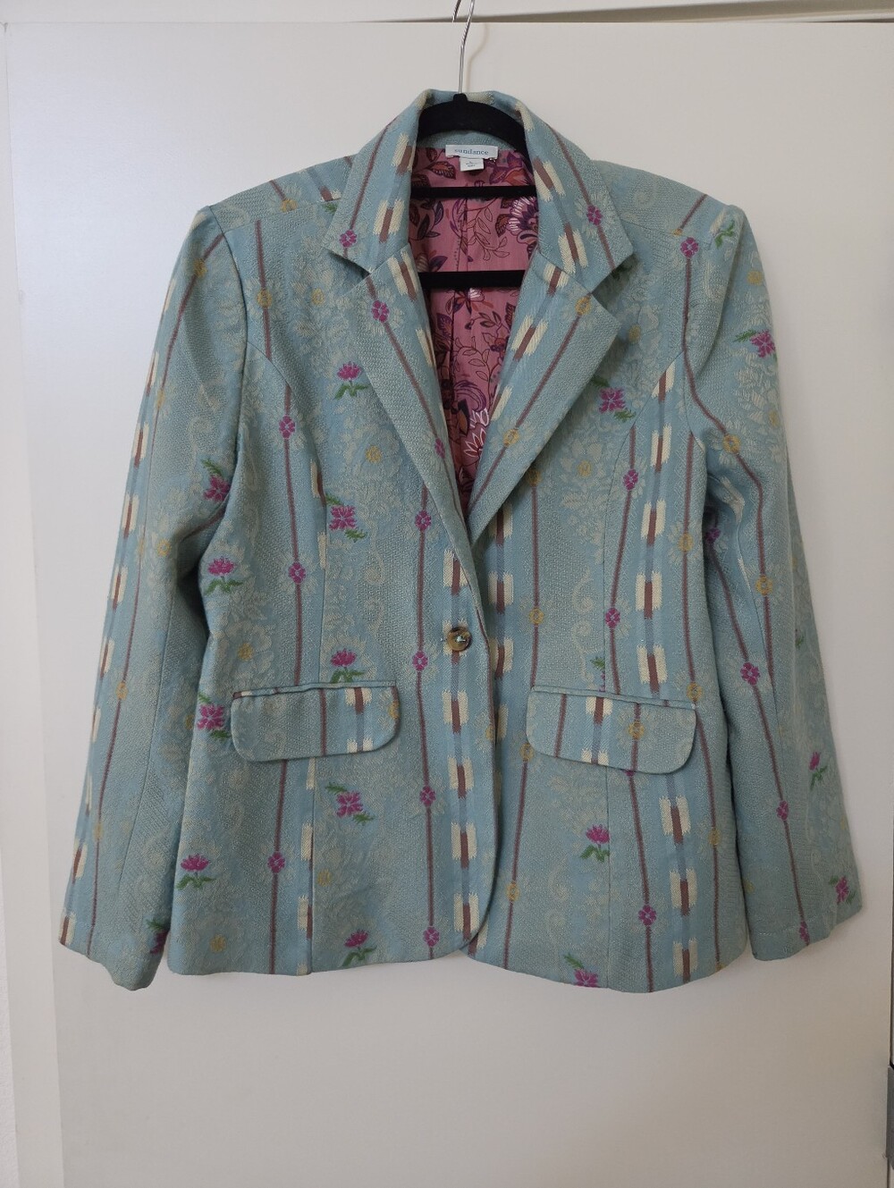 NWOT Sundance Vintage Inspired Floral Blazer - Light Teal Women’s Jacket Large